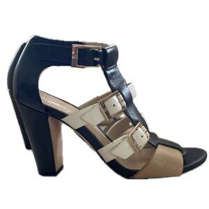 Vince Camuto STUNNING Leather High Heel Sandal Strappy White, tan Black sz 6.5